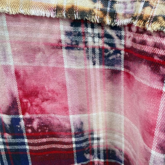 Free People X One teaspoon Split Flannel Hooded Top Size m Grunge Distress NWT - Picture 7 of 13